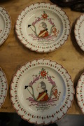 Complete serie of 6 creameware Willem V plates, 18th C>