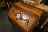 Desk with porcelain  in satinwood & mahogany, France around 1900