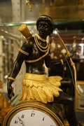 Directoire style Clock model Africa in bronze, France around 1800