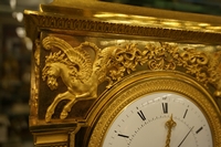 Empire style Calender Clock in gilded bronze, France around 1800