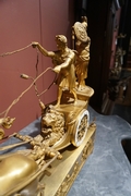 Empire Chariot clock in gilded bronze, France around 1800