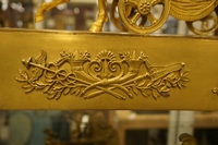 Empire style Chariot clock in gilded bronze, France around 1800