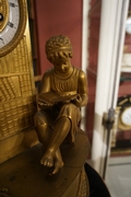 Empire style Clock in gilded bronze, France around 1800