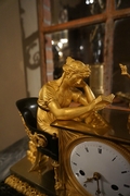 Empire Lectura style clock in bronze, France	 18th century