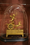 Empire style Miniature Chariot clock in gilded bronze, France around 1800