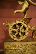 Empire style Miniature Chariot clock in gilded bronze, France around 1800