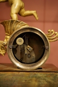 Empire style Miniature Chariot clock in gilded bronze, France around 1800