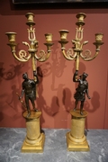 Empire style Pair of candelabras in gilded bronze, France around 1800