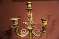 Empire style Pair of candelabras in gilded bronze, France around 1800