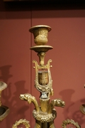 Empire style Pair of candelabras in gilded bronze, France around 1800