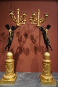 Empire style Pair of candelabras in gilded bronze, France around 1800