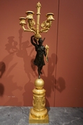 Empire style Pair of candelabras in gilded bronze, France around 1800