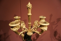 Empire style Pair of candelabras in gilded bronze, France around 1800