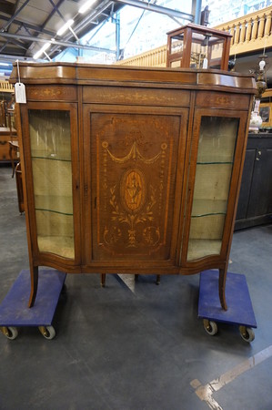 English inlaid vitrine