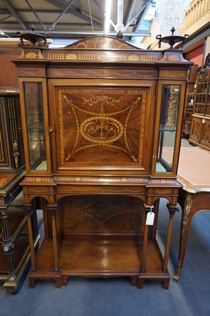 English inlaid vitrine