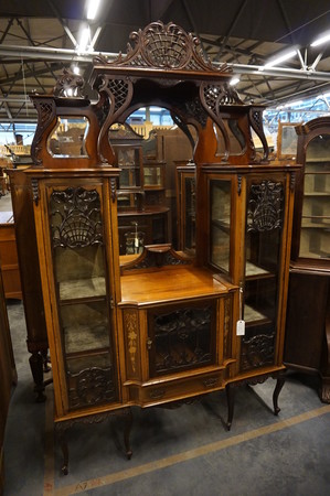 English inlaid vitrine