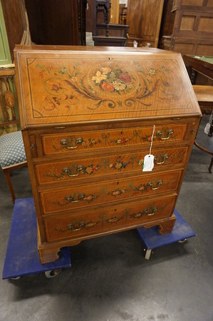 English painted satinwood desk