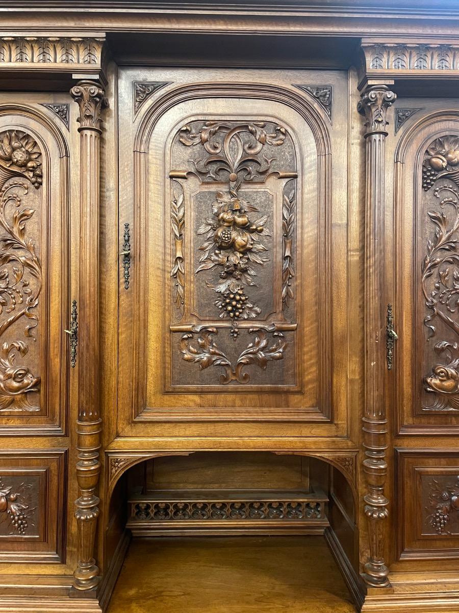 French walnut Henry II buffet 170x57x243H