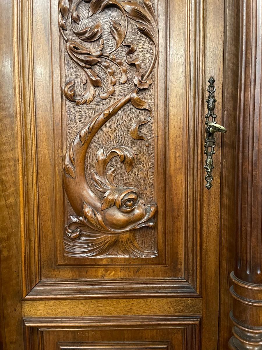 French walnut Henry II buffet 170x57x243H
