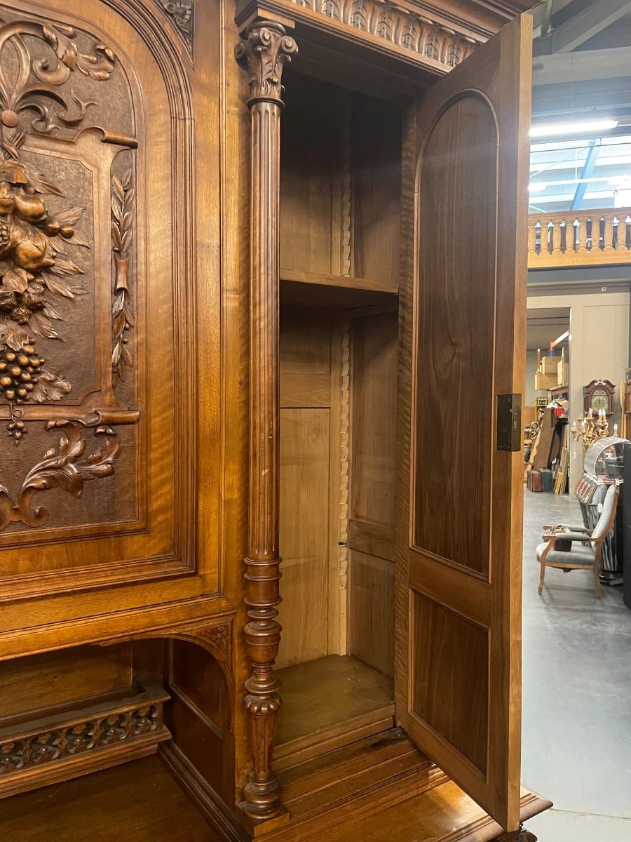 French walnut Henry II buffet 170x57x243H