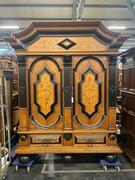 German oak cabinet with marquetry around 1900, 200x65x238H cm 