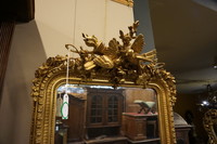 Gilded mirror on console 19th Century