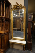 Gilded mirror on console 19th Century