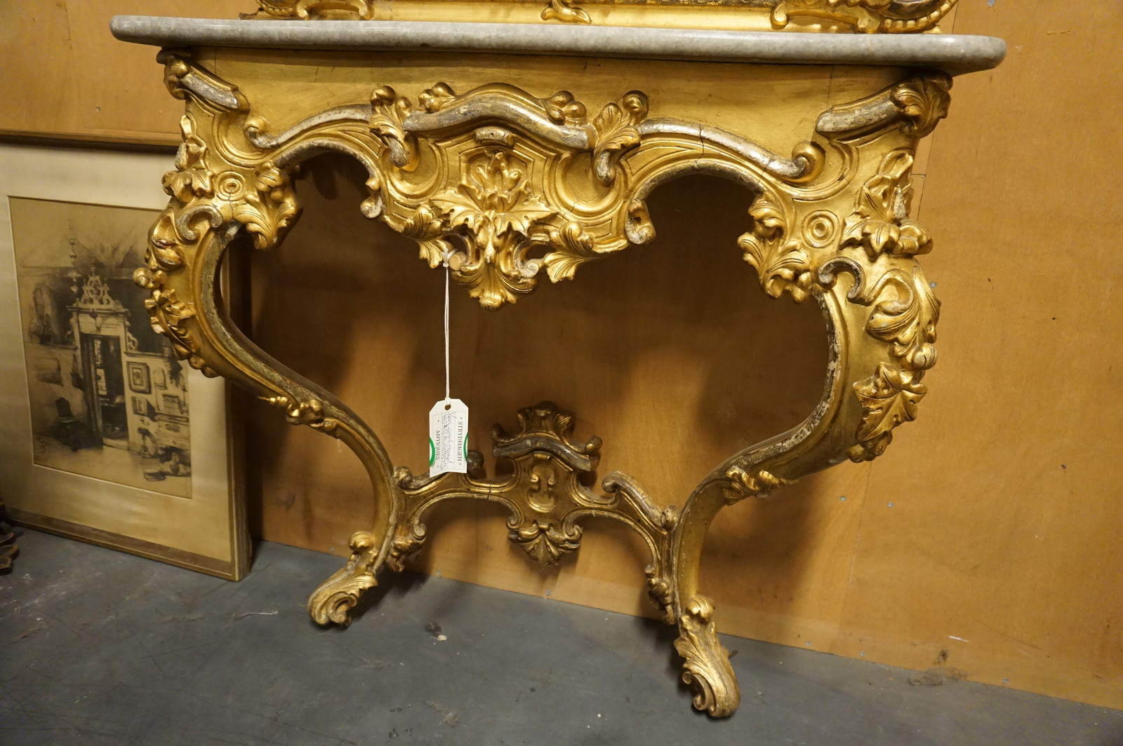 Gilded mirror top console table