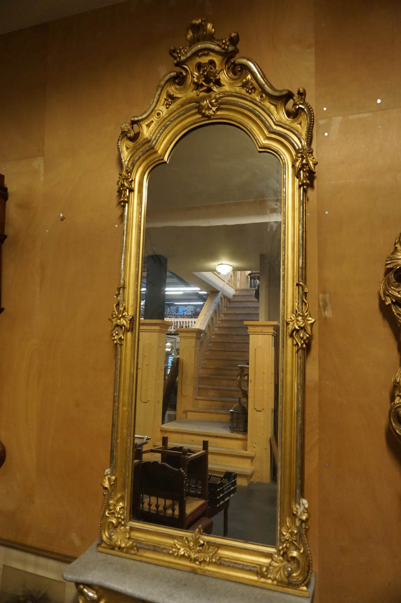 Gilded mirror top console table