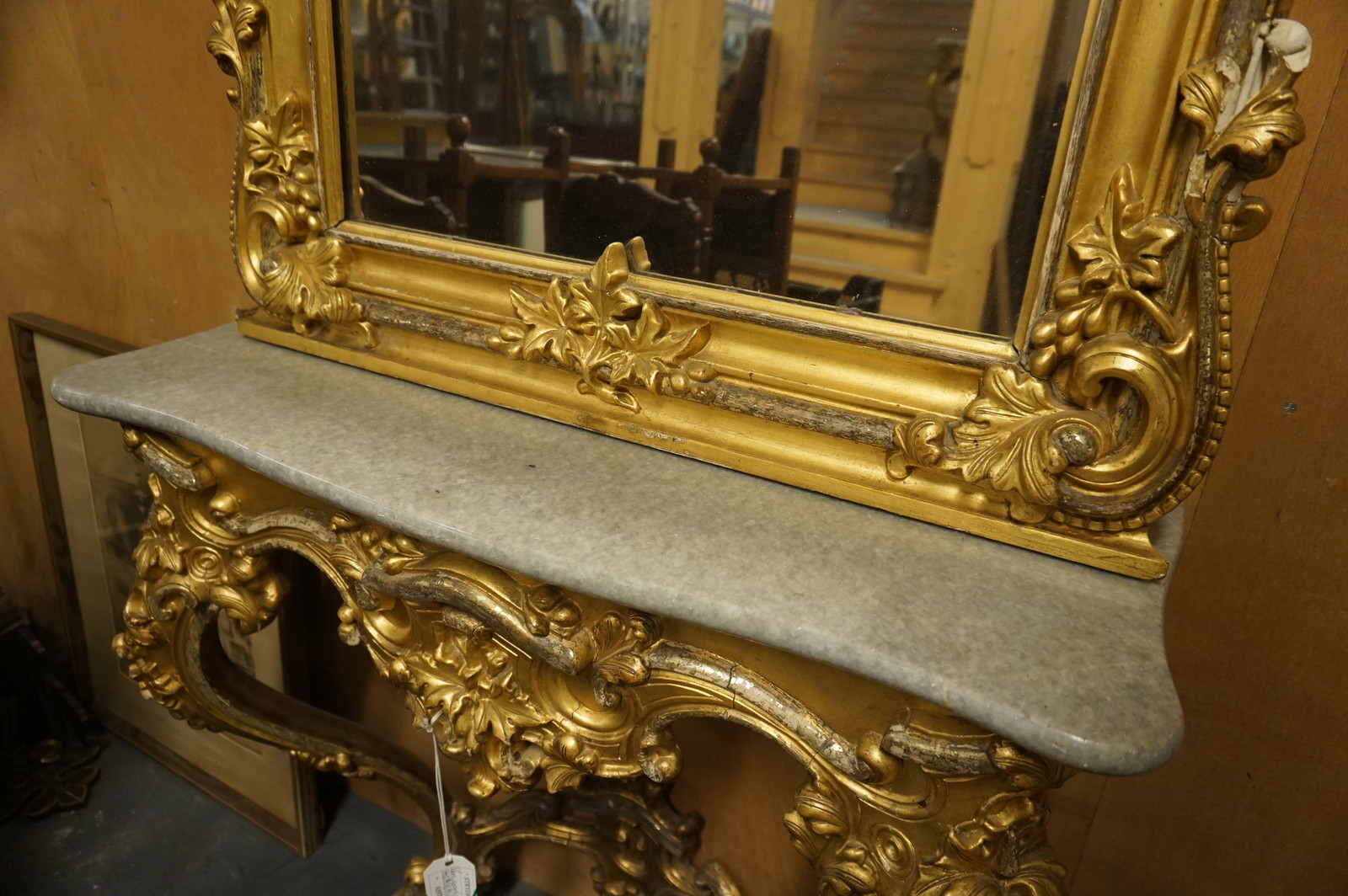 Gilded mirror top console table