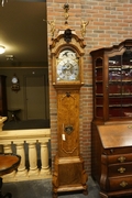 Grandfather clock by A. van Aken in walnut, Holland 18th century