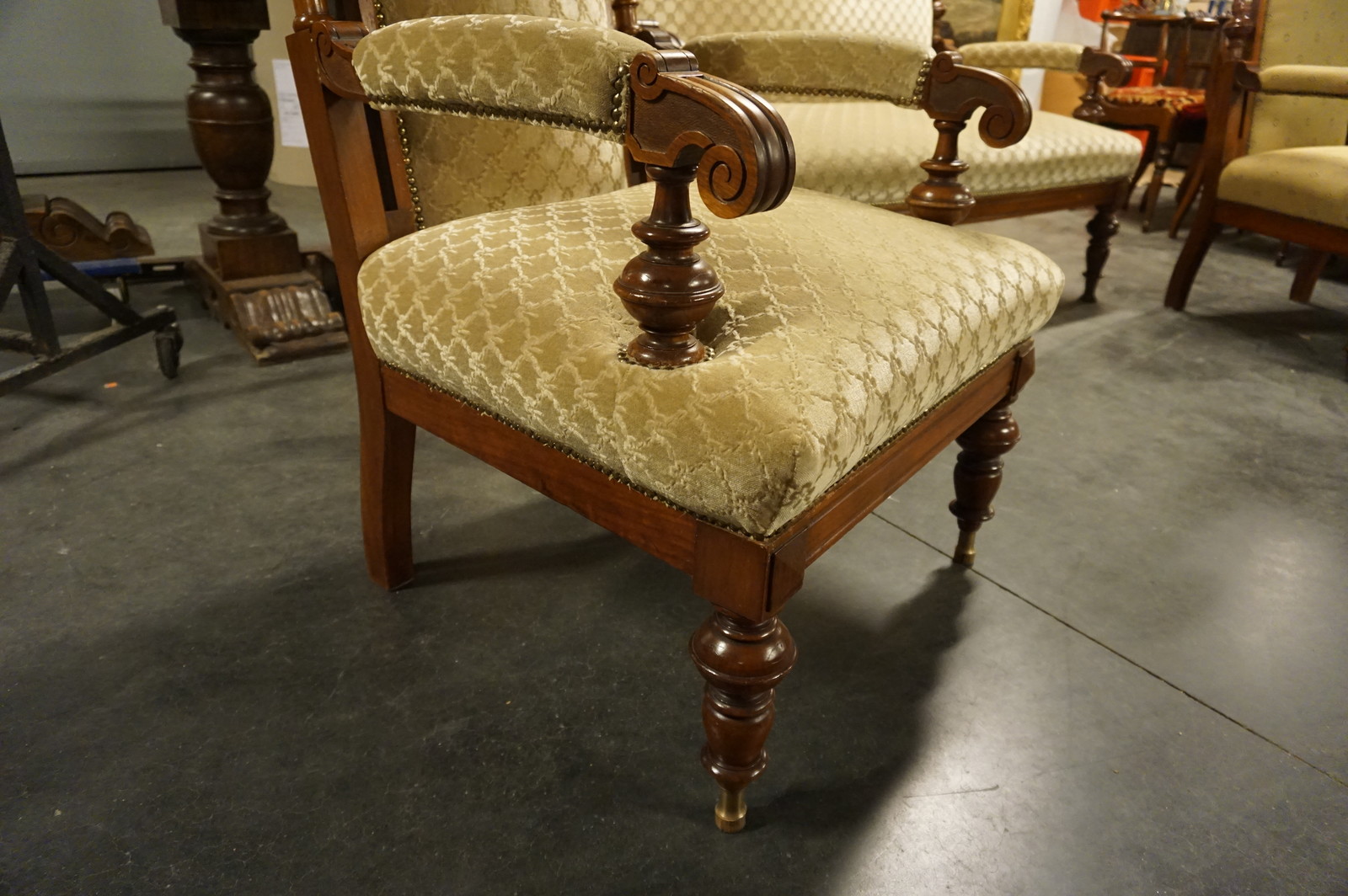 Grunderzeit 3 piece mahogany sofa set