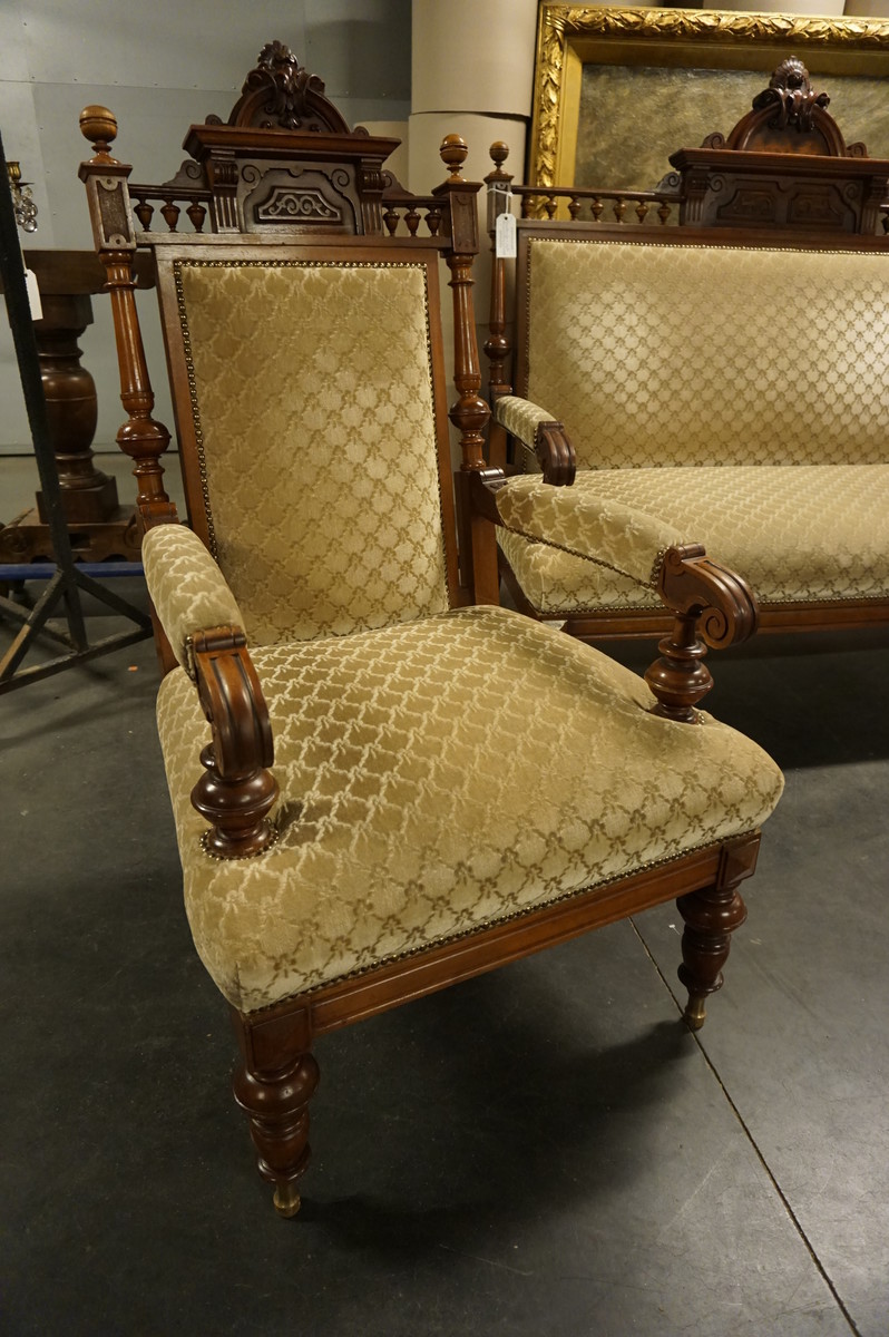 Grunderzeit 3 piece mahogany sofa set