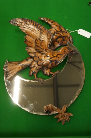 Half moon mirror with carved eagle