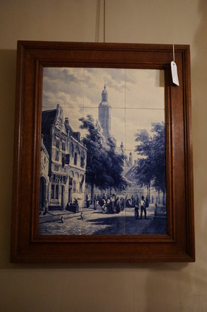 Handpainted Delft tiles in frame, after C. Springer