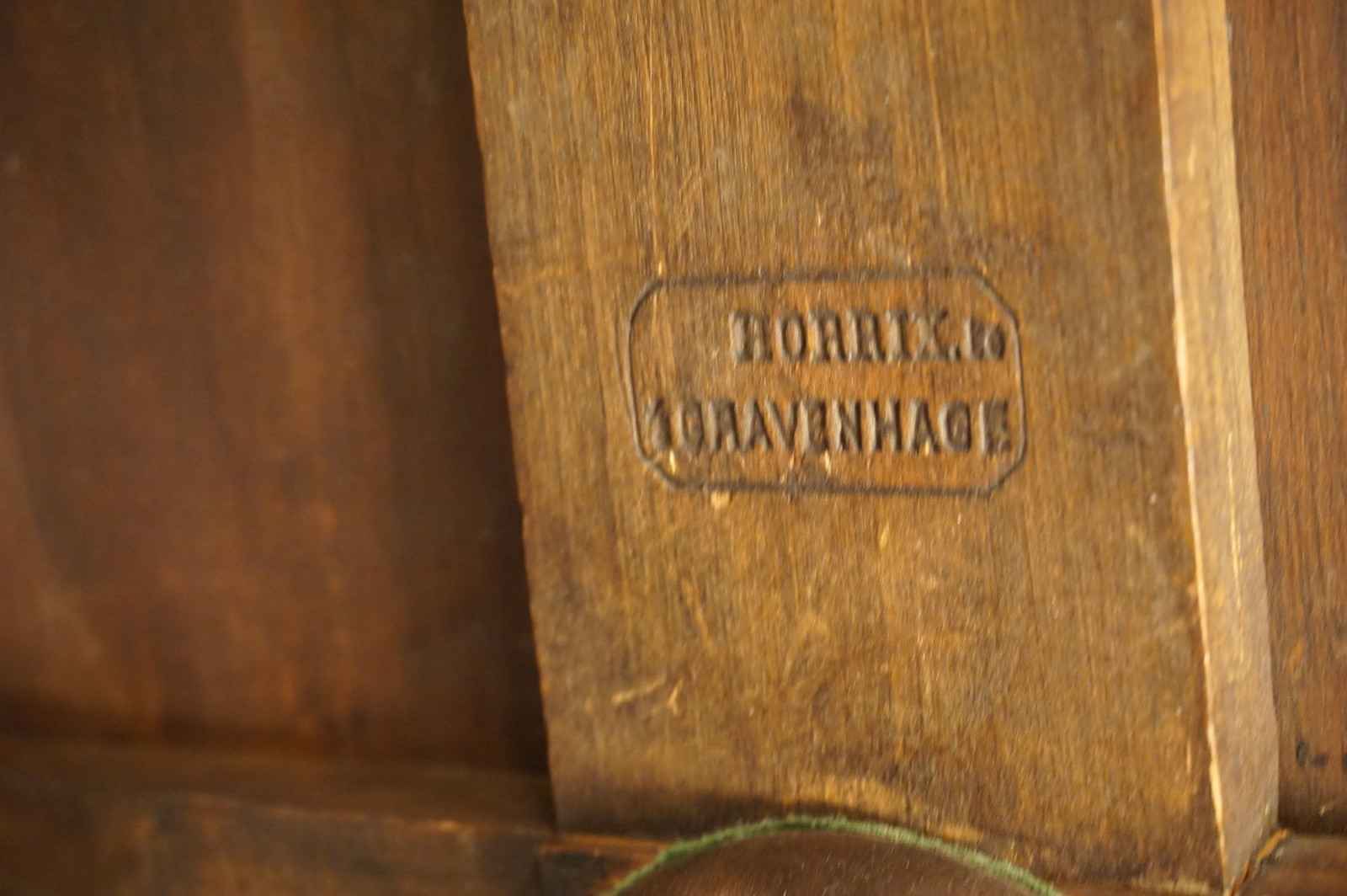 Horrix signed carved drop leaf sewing table