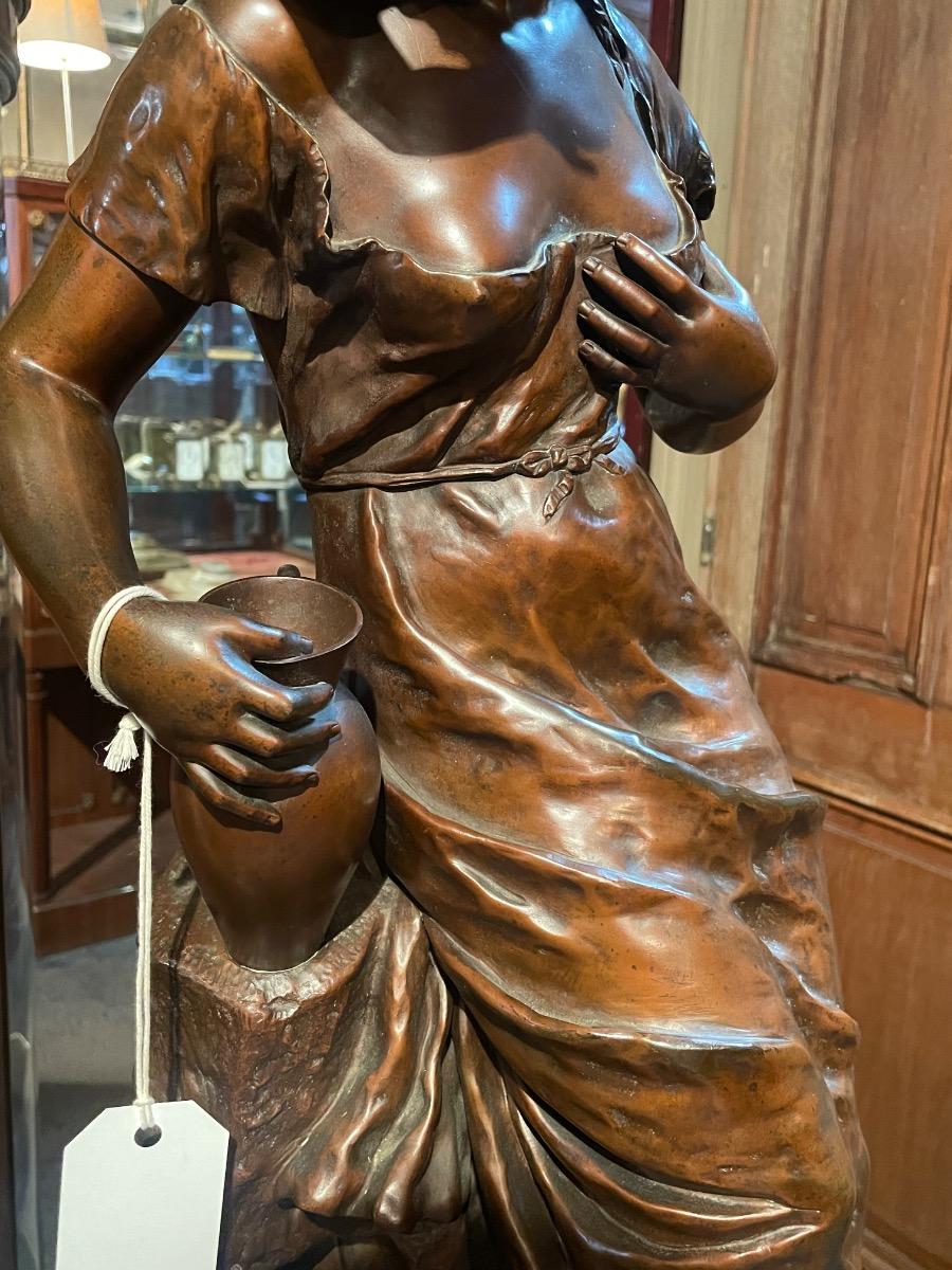 Impressive bronze “secret de l’amour” by carlier on rotating base. 84 cm tall
