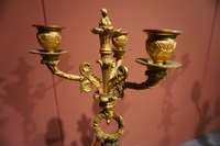 Late Empire style Pair of candelabras in gilded bronze, France Early 19th Century