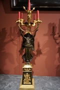 Late Empire style Pair of candelabras in gilded bronze, France 19th century