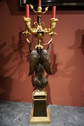 Late Empire style Pair of candelabras in gilded bronze, France 19th century