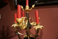 Late Empire style Pair of candelabras in gilded bronze, France 19th century