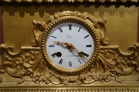 Louis Philippe style Clock in gilded bronze, France Mid 19th C.