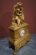 Louis Philippe style Clock in gilded bronze, France Mid 19th C.