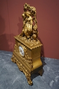 Louis Philippe style Clock in gilded bronze, France Mid 19th C.