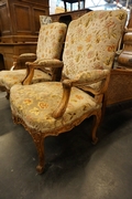 Louis XV style Pair of armchairs in walnut around 1900