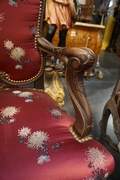 Louis XV style Pair of armchairs in walnut 19th century