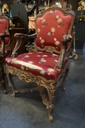 Louis XV style Pair of armchairs in walnut 19th century