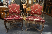 Louis XV style Pair of armchairs in walnut 19th century