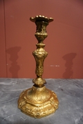 Louis XV style Pair of candlesticks in gilded bronze, France 19th century