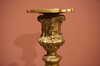 Louis XV style Pair of candlesticks in gilded bronze, France 19th century